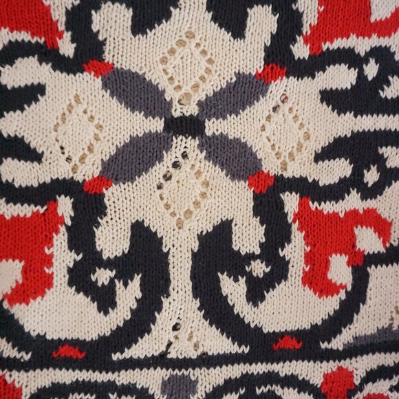 Vintage Paris Sport Club Cream Cotton Knit Bold Graphic Red Feminim Sweater L - Picture 8 of 9